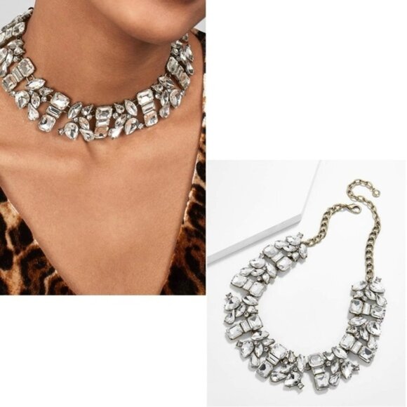 Baublebar brass tone clear gem jewelled appliqué clustered choker necklace - Picture 1 of 12